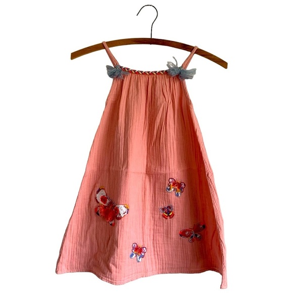 Cotton Gauzy Embroidered Dress Girl’s Size 5/6 in Soft Dusty Rose - Picture 1 of 6
